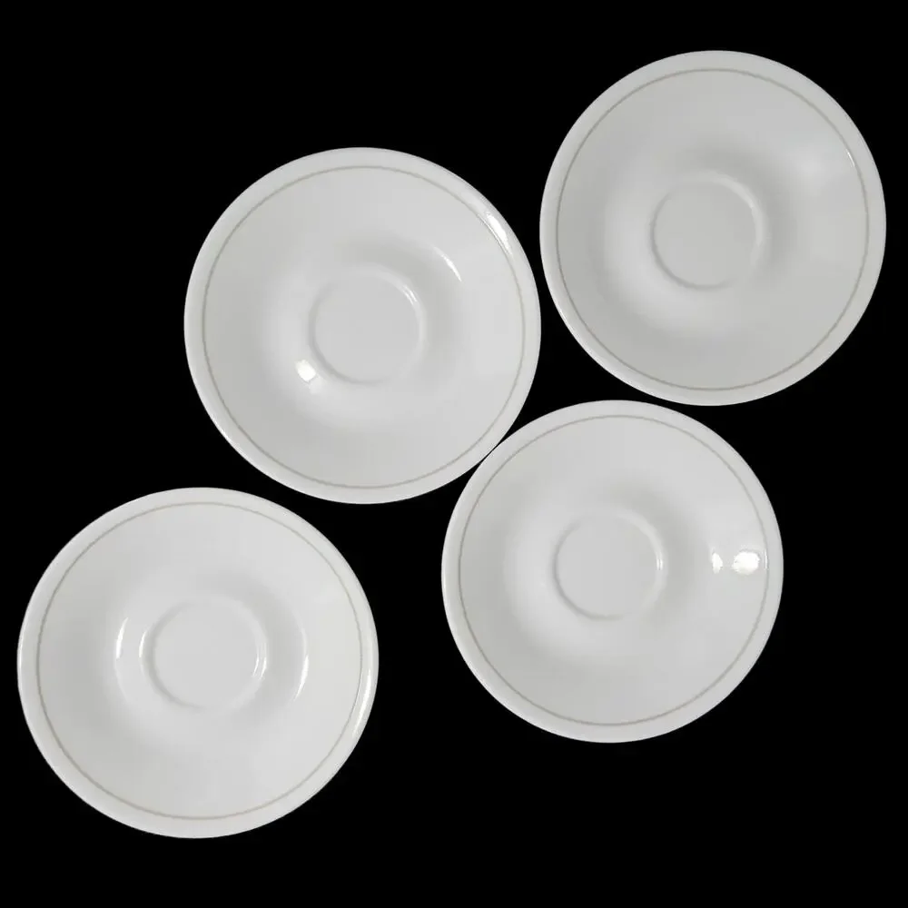 Corelle Gray Stripe Coupe Saucers Set of 4 Bread Butter Dessert Plates 6